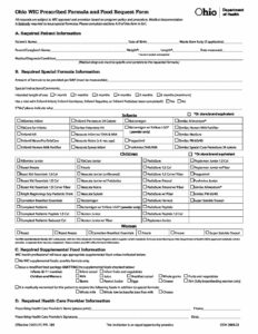 Ohio WIC Prescribed Formula and Food Request Form Fillable May 2022 ...